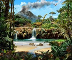 Beautiful landscape with dinosaurs puzzle