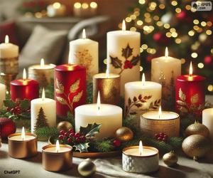 Christmas candles of different types puzzle