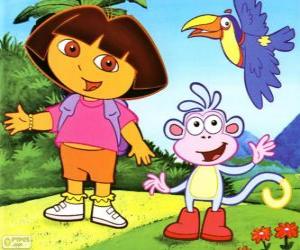 Dora the Explorer and her monkey friend Boots puzzle & printable jigsaw