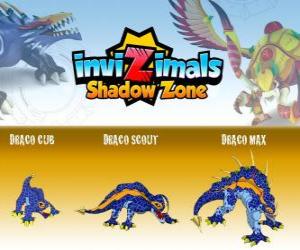 Draco Cub, Draco Scout, Draco Max. Invizimals Shadow Zone. An ancient dragon carved in stone with great force puzzle
