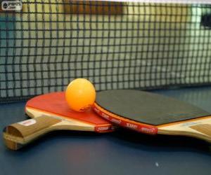 Ping-pong rackets and ball puzzle & printable jigsaw