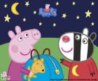 Peppa Pig with her friend Zoe Zebra on a starry night