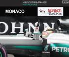 Lewis Hamilton celebrates his first win of the season at the 2016 Grand Prix of Monaco