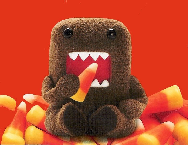 Domo-kun with candy corn for Halloween puzzle