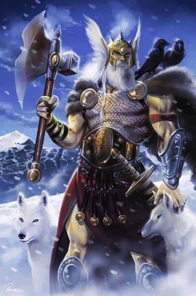 Odin in the artic with wolves puzzle