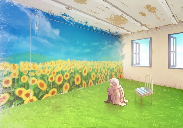 This is Russia in the anime Hetalia. Russia loves sunflowers.  puzzle