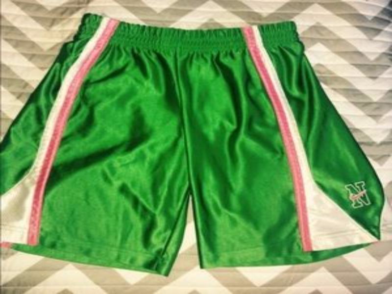 shiny silky green shorts puzzle