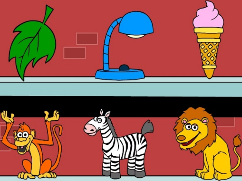 leaf lamp ice cream monkey zebra lion puzzle